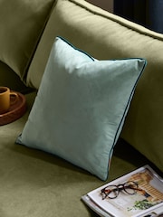 Furn Mineral Teal Meridian Velvet Feather Filled 45 x 45cm Cushion - Image 1 of 5