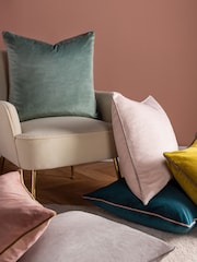 Furn Blush/Gold Meridian Velvet 55cm X 55cm Feather Filled Cushion - Image 3 of 8