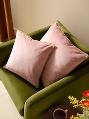 Furn Blush/Gold Meridian Velvet 55cm X 55cm Feather Filled Cushion - Image 5 of 8