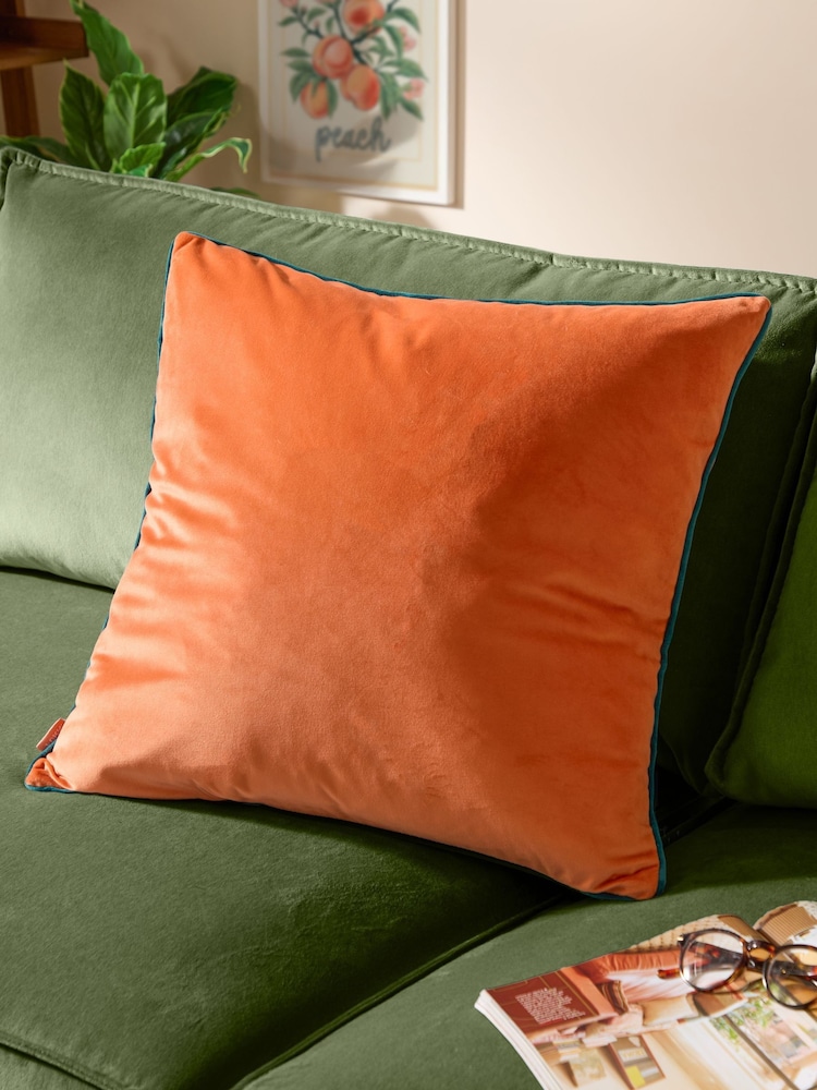 Furn Tiger Teal Meridian Velvet Feather Filled 55 x 55cm Cushion - Image 1 of 5 Furn Tiger Teal Meridian Velvet Feather Filled 55 x 55cm Cushion - Image 1 of 5