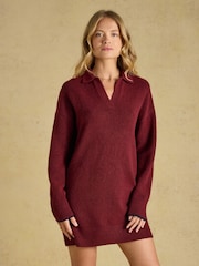 Burgunder Rød - Joules Collared Knitted Mini Dress - Bilde 1 av 7