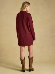 Burgunder Rød - Joules Collared Knitted Mini Dress - Bilde 2 av 7