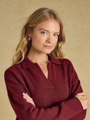 Burgunder Rød - Joules Collared Knitted Mini Dress - Bilde 3 av 7