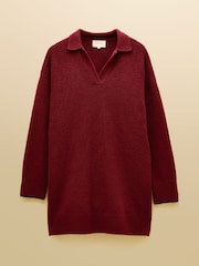 Burgunder Rød - Joules Collared Knitted Mini Dress - Bilde 7 av 7