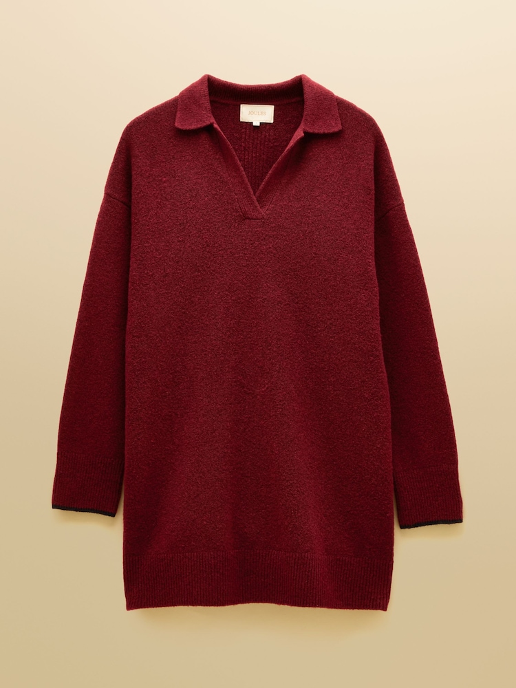 Burgunder Rød - Joules Collared Knitted Mini Dress - Bilde 7 av 7 Burgunder Rød - Joules Collared Knitted Mini Dress - Bilde 7 av 7
