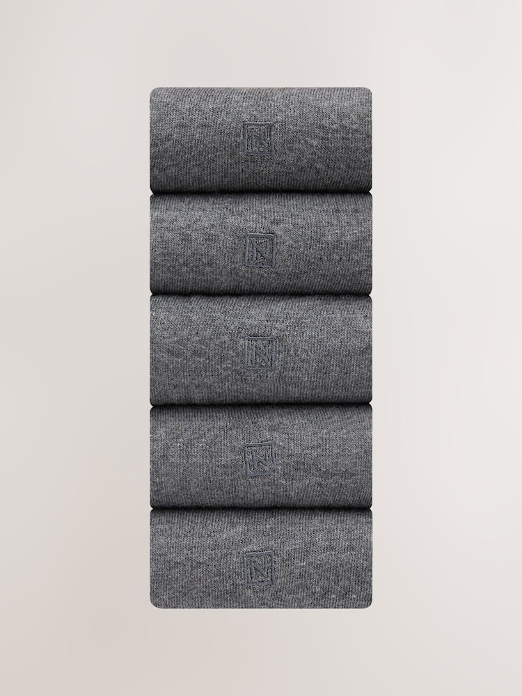 Grey Embroidered Lasting Fresh  N Logo Heel Socks - Image 1 of 5