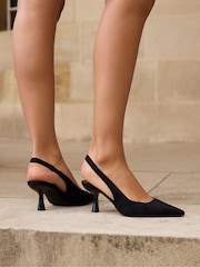 Linzi Black Featured Slingback Court Heels - Image 1 of 5