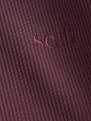 Berry Brown - self. Rib Wide Leg Trousers with Soft Touch - სურათი 8 8-დან