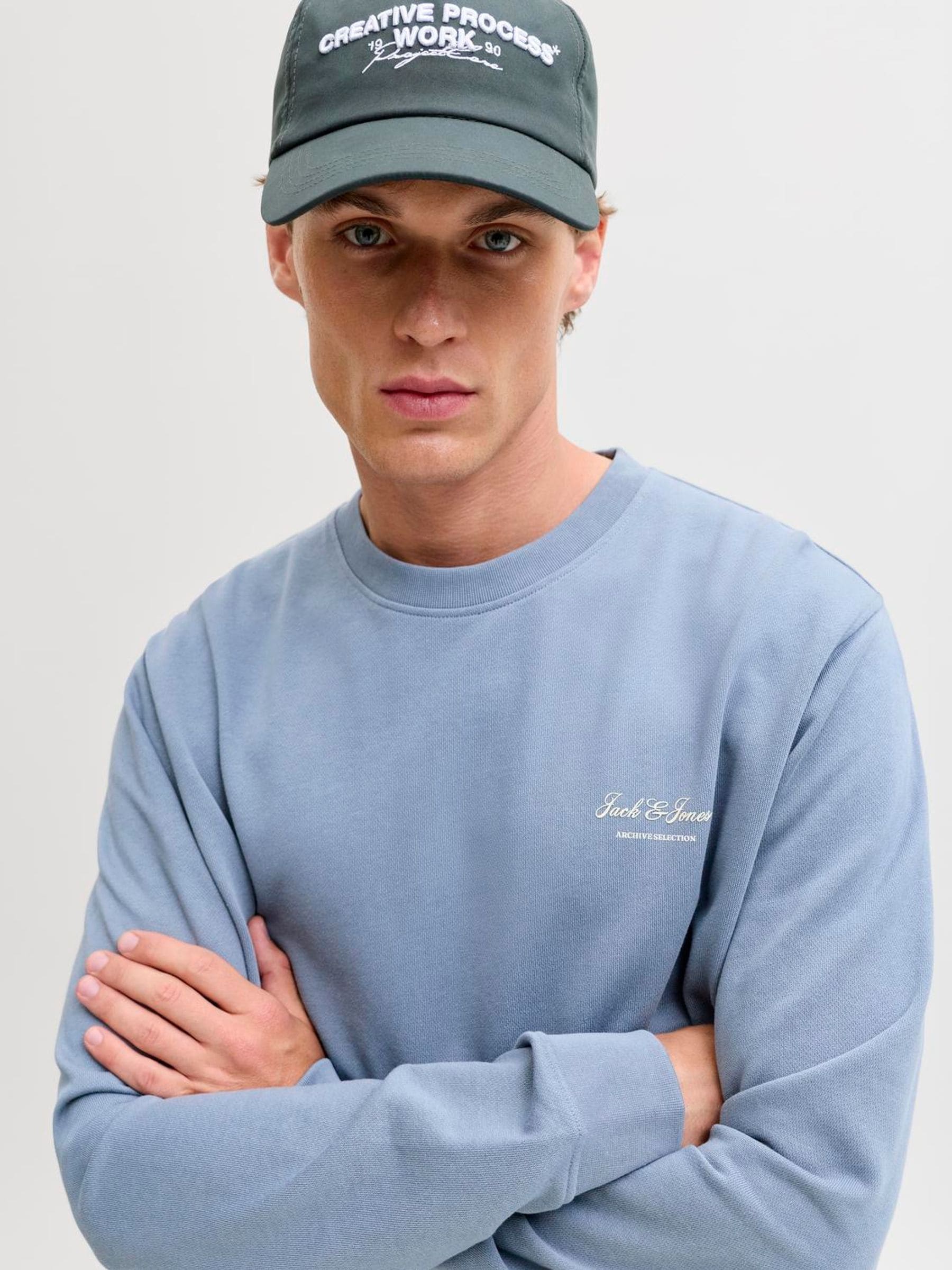 Buy JACK & JONES Blue Graphic Sweat Crew Neck Top from Next South