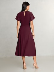 Lipsy Burgundy Red Petite Side Knot Short Sleeve Midi Dress - Image 4 of 4