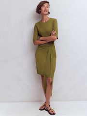 Boden Green Zinnia Tie Jersey Short Dress - Image 1 of 6