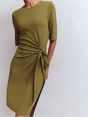 Boden Green Zinnia Tie Jersey Short Dress - Image 2 of 6