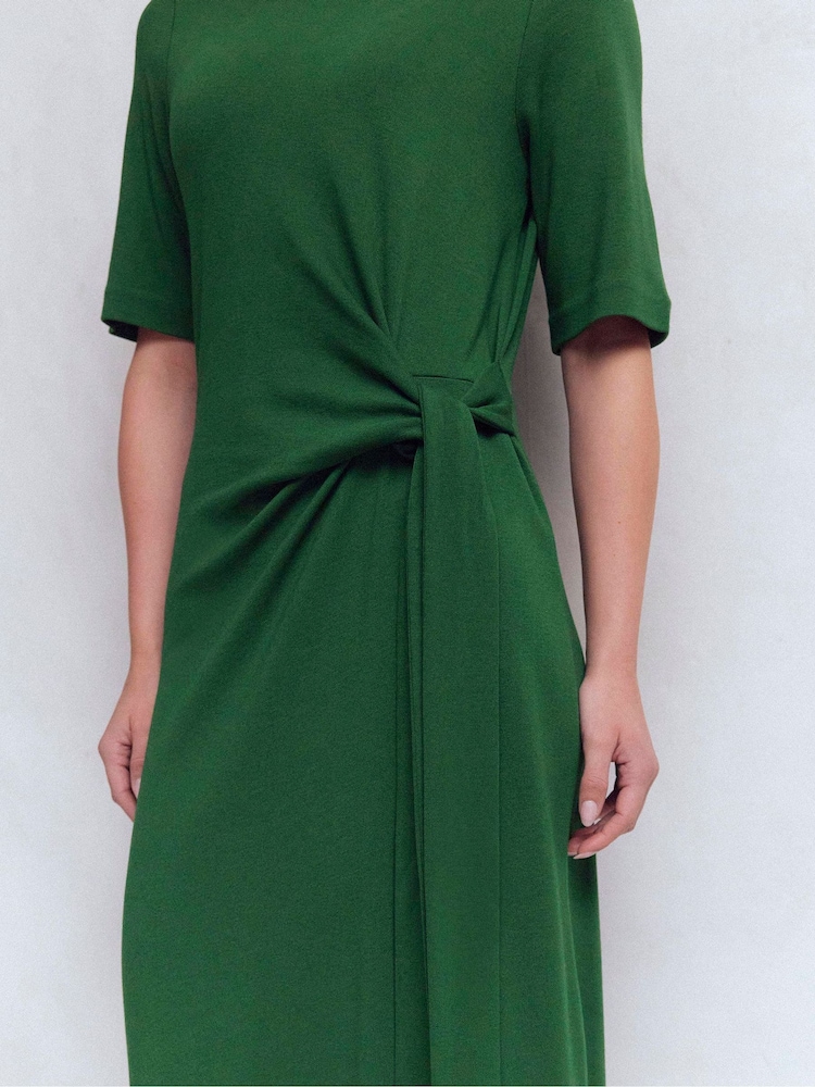 Boden Green Zinnia Tie Jersey Midi Dress - Image 2 of 5