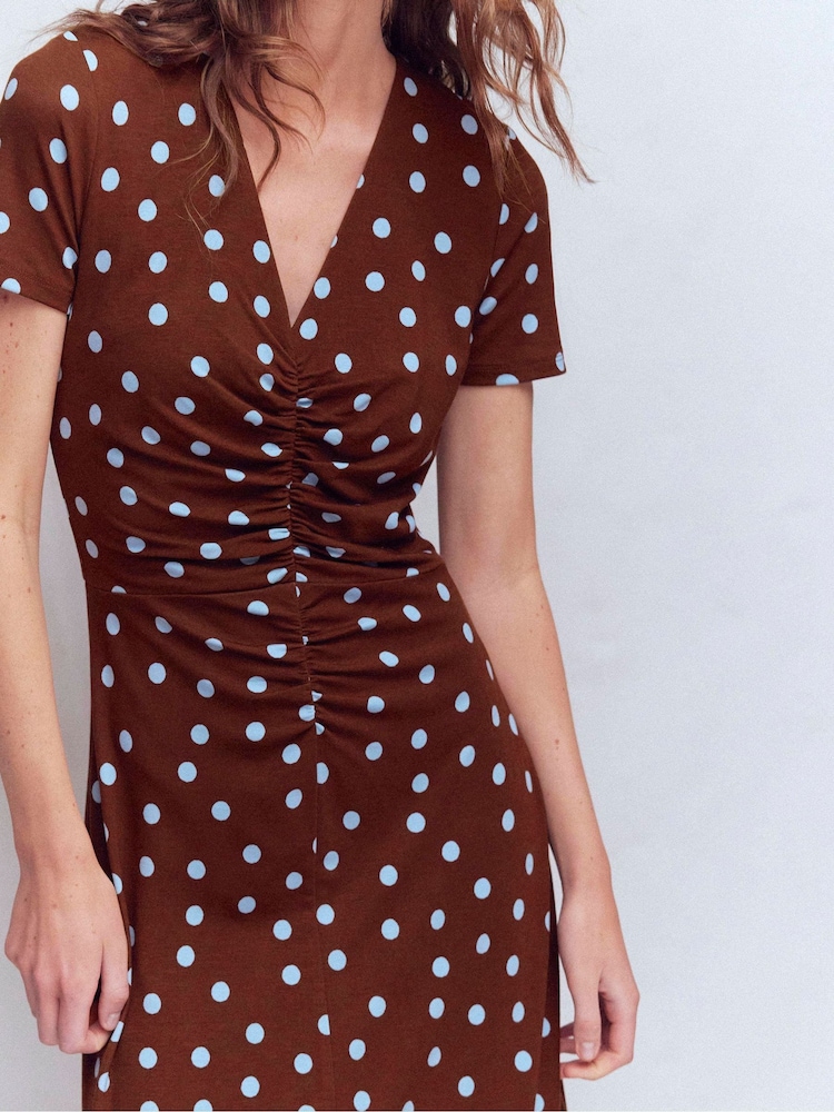 Boden Brown Una Ruched Front Ponte Dress - Image 2 of 5