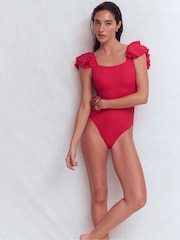 Boden Red Ruffle Strap Swimsuit - Image 1 of 6
