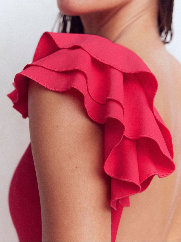 Boden Red Ruffle Strap Swimsuit - Image 2 of 6