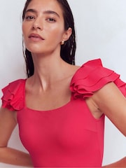 Boden Red Ruffle Strap Swimsuit - Image 4 of 6