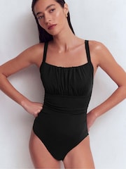 Boden Black Skiathos Ruched Panel Swimsuit - Image 1 of 6