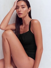 Boden Black Skiathos Ruched Panel Swimsuit - Image 2 of 6