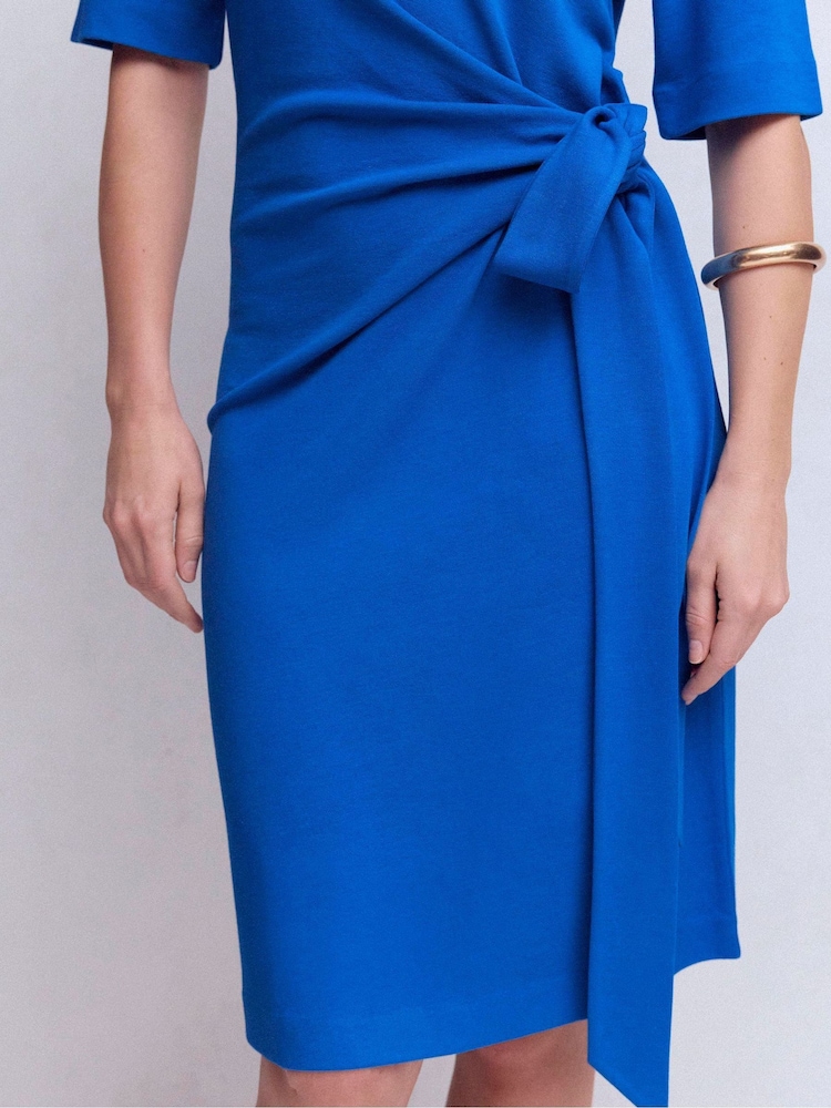 Boden Blue Zinnia Tie Jersey Short Dress - Image 2 of 5