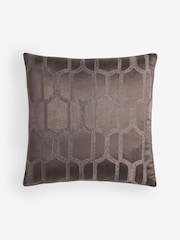 Chocolate Brown 50 x 50cm Collection Luxe Evie Geometric Jacquard Cushion - Image 2 of 2