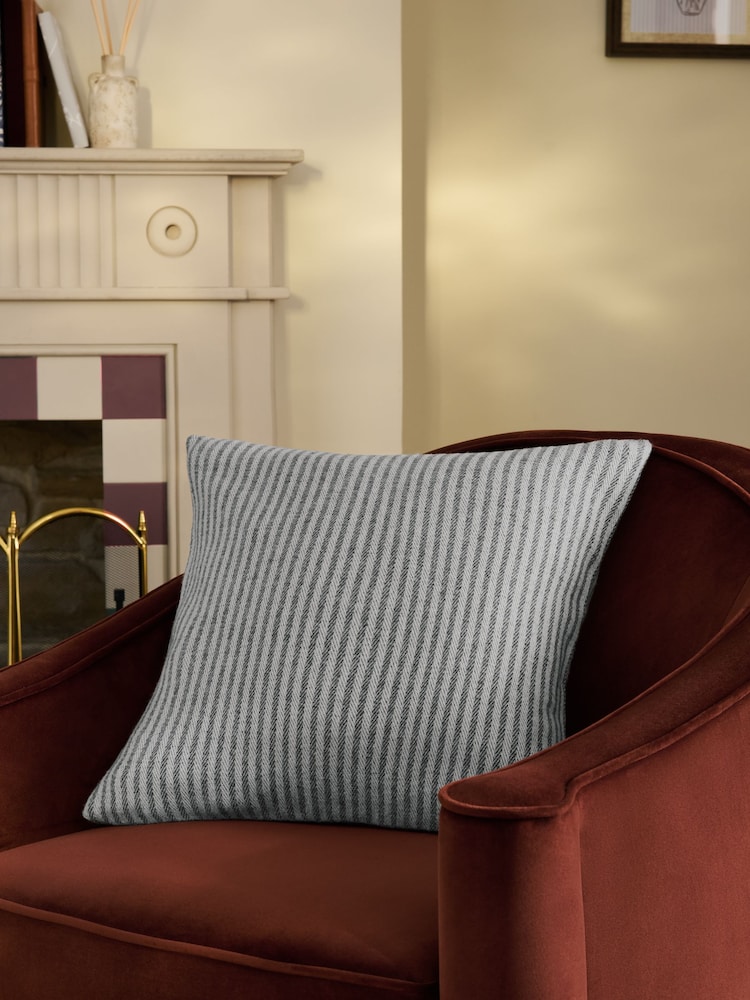 Grey 50 x 50cm Brushed Stripe Cushion - Image 1 of 4