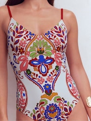 Boden Cream Strap Print Swimsuit - Image 2 of 7