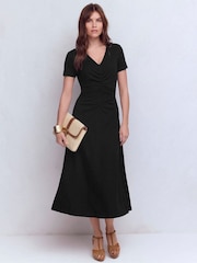 Boden Black Una Ruched Front Ponte Dress - Image 1 of 5