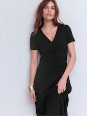 Boden Black Una Ruched Front Ponte Dress - Image 4 of 5