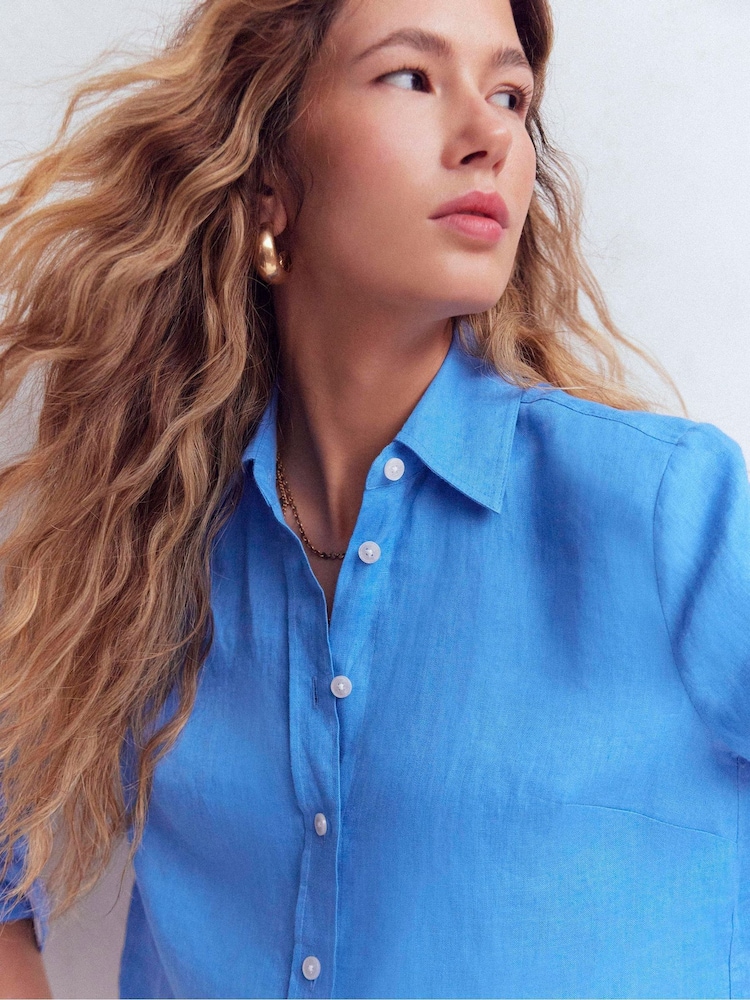 Boden Blue Sienna Linen Shirt - Image 2 of 5