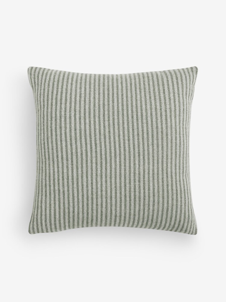 Green 50 x 50cm Brushed Stripe Cushion - Image 4 of 4 Green 50 x 50cm Brushed Stripe Cushion - Image 4 of 4
