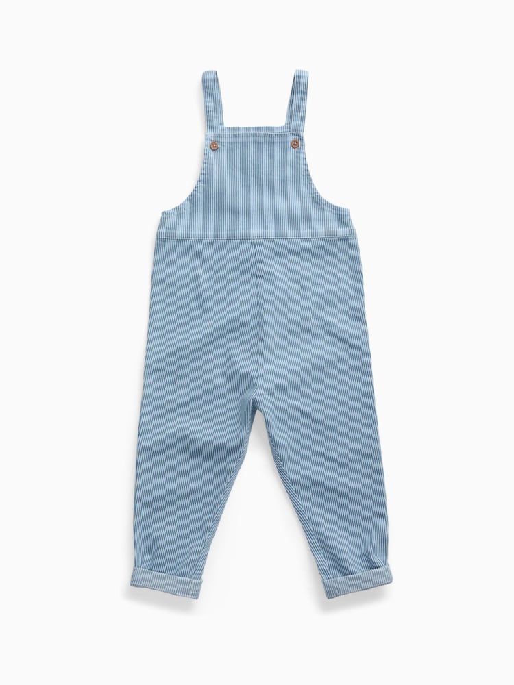 MORI Blue Soft Stripe Denim Dungarees - Image 1 of 2