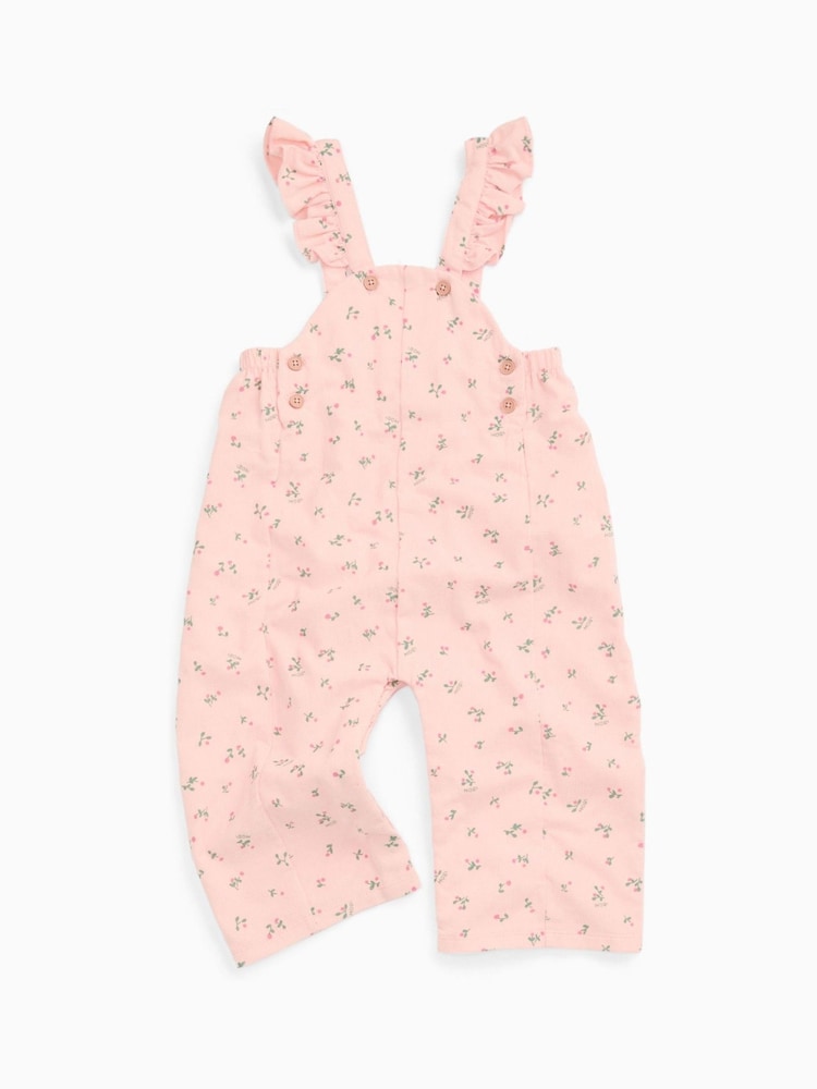 MORI Pink Frilled Soft Cotton Corduroy Dungarees - Image 1 of 2