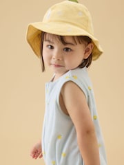 MORI Blue Lemon Print Soft Towelling Romper - Image 3 of 4