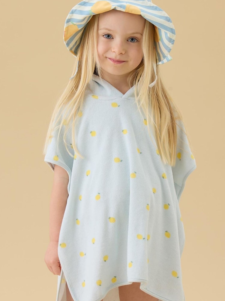 MORI Blue Lemon Print Soft Bath Poncho Towel - Image 1 of 2