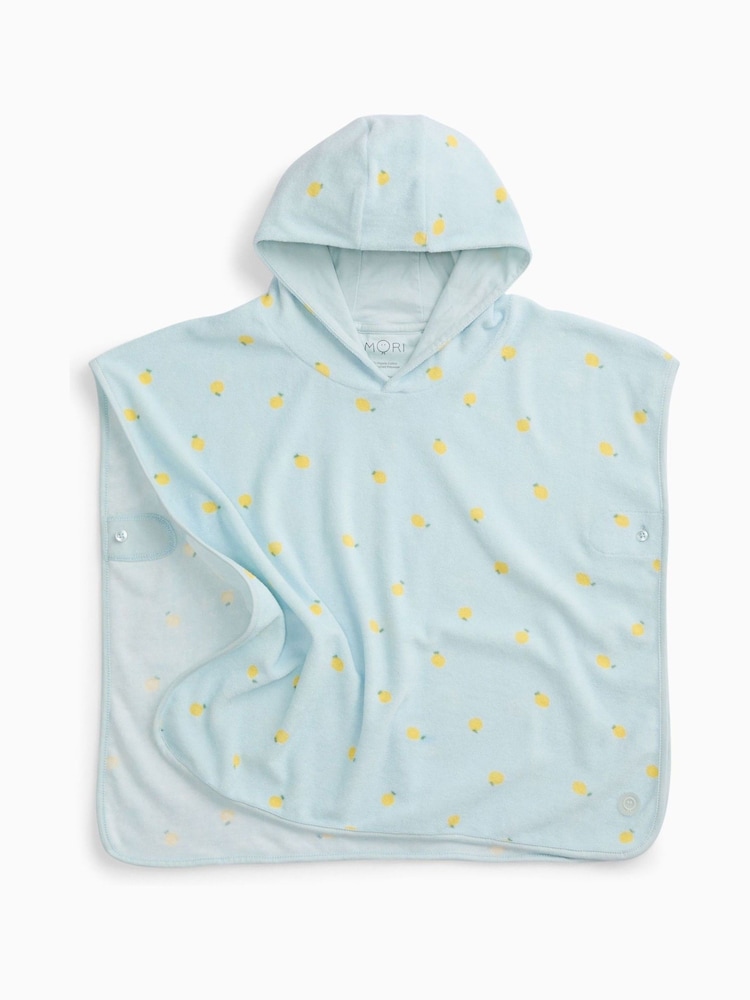 MORI Blue Lemon Print Soft Bath Poncho Towel - Image 3 of 3 MORI Blue Lemon Print Soft Bath Poncho Towel - Image 3 of 3