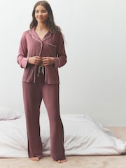 Rose Pink Jersey Button Through Pyjamas - Image 1 of 5