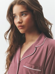 Rose Pink Jersey Button Through Pyjamas - Image 4 of 5