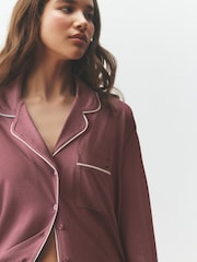 Rose Pink Jersey Button Through Pyjamas - Image 5 of 5