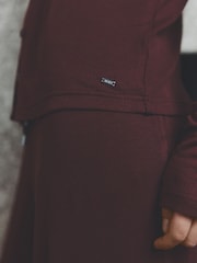 Burgundy Red Lace Ribbed Cardigan Long Sleeve Pyjamas - Image 6 of 10