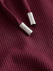 Burgundy Red Lace Ribbed Cardigan Long Sleeve Pyjamas - Image 9 of 10