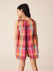 Bright Pink/ Turquoise Check Playsuit (3-16yrs) - Image 2 of 5