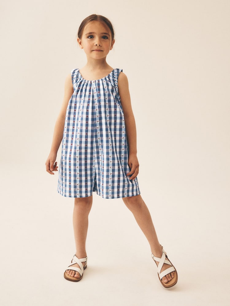 Blue Gingham/ Cherry Playsuit (3-16yrs) - Image 1 of 9