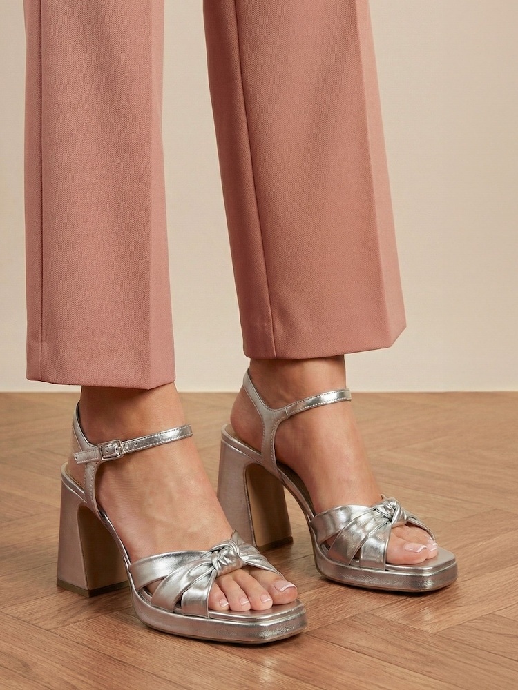 Jones Bootmaker Metallic Multi Gloriana Block Heel Leather Buckled Sandals - Image 1 of 6