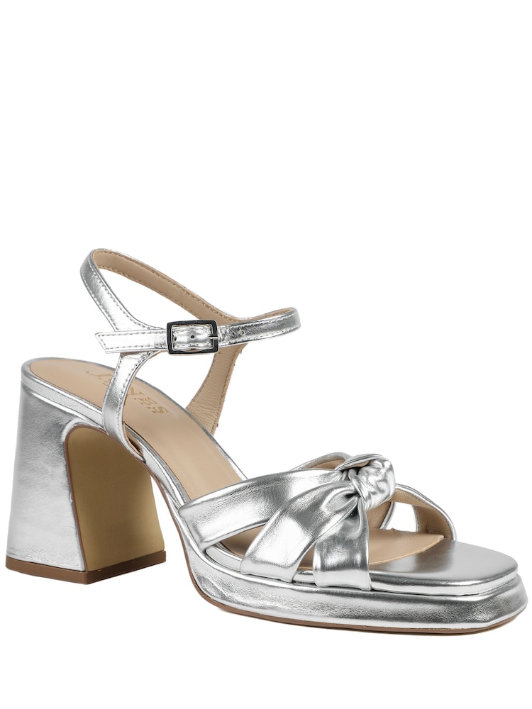 Jones Bootmaker Metallic Multi Gloriana Block Heel Leather Buckled Sandals - Image 2 of 6