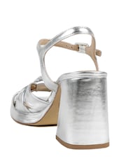 Jones Bootmaker Metallic Multi Gloriana Block Heel Leather Buckled Sandals - Image 4 of 6