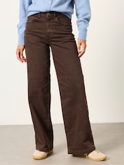 FatFace Welling Chocolate Brown Petite Wide leg Jeans - Image 1 of 6