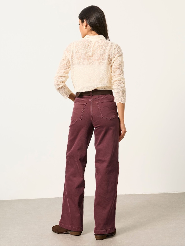 FatFace Welling Plum Purple Wide leg Jeans - Image 2 of 6 FatFace Welling Plum Purple Wide leg Jeans - Image 2 of 6