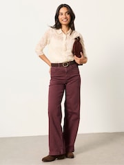 FatFace Welling Plum Purple Wide leg Jeans - Image 4 of 6