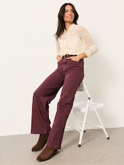 FatFace Welling Plum Purple Petite Wide leg Jeans - Image 5 of 6